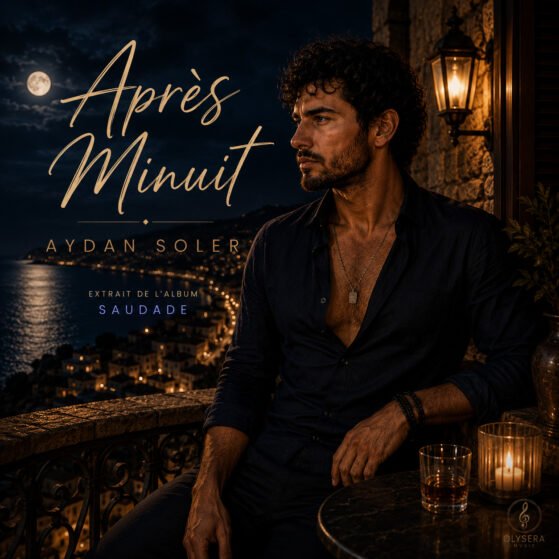 Pochette officielle de la chanson Après Minuit d'Aydan Soler issue de l'album Saudade et produite par Olysera Music.