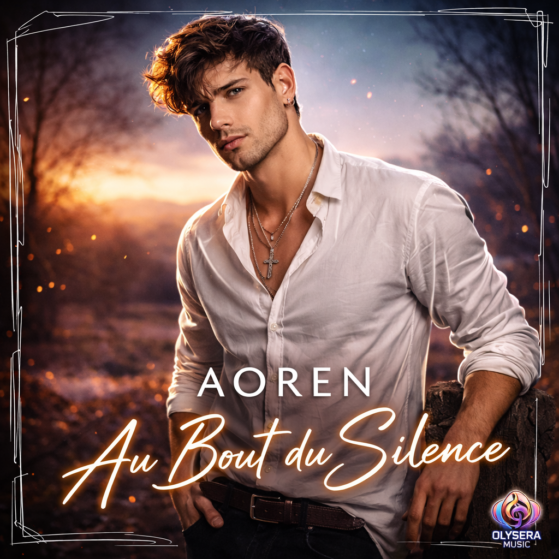 Pochette officielle du single Au bout du silence d'Aoren produite par Olysera Music.