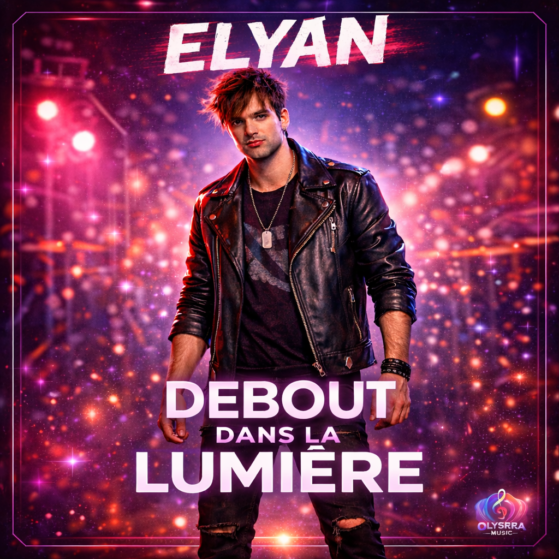 Pochette officielle du single Debout dans la lumière d'Elyan produite par Olysera Music.