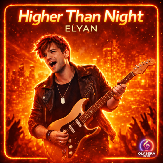 Pochette officielle du single Higher Than Night d'Elyan produite par Olysera Music.