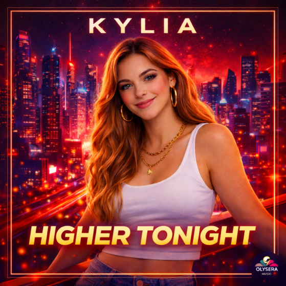 Pochette officielle du single Higher Tonight de Kylia produite par Olysera Music.