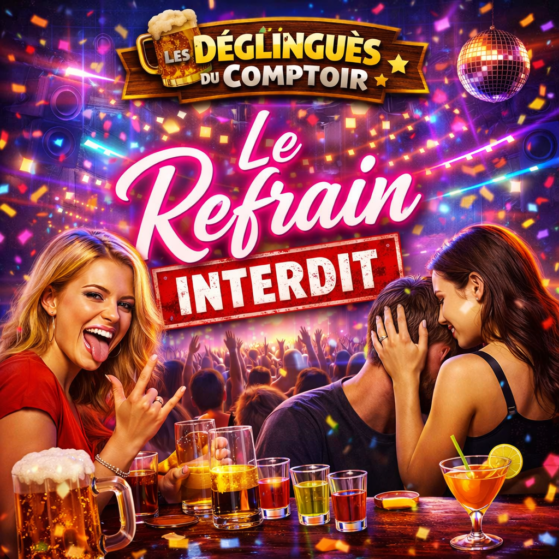 Pochette officielle de Le refrain interdit, chanson festive produite par Olysera Music.