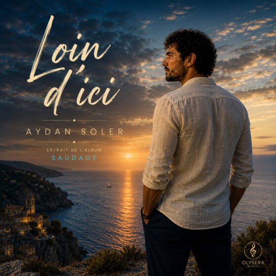 Pochette officielle de la chanson Loin d'ici d'Aydan Soler issue de l'album Saudade et produite par Olysera Music.