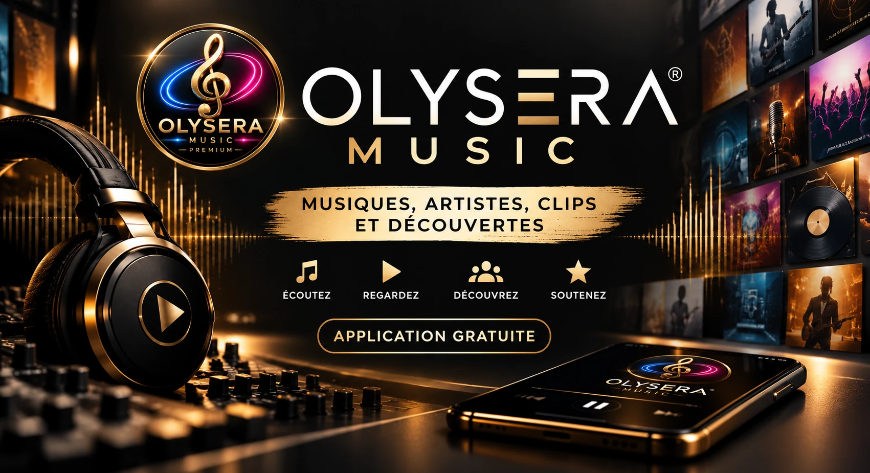 Olysera Music — musiques, artistes, clips et découvertes. Écoutez, regardez, découvrez. Application gratuite.