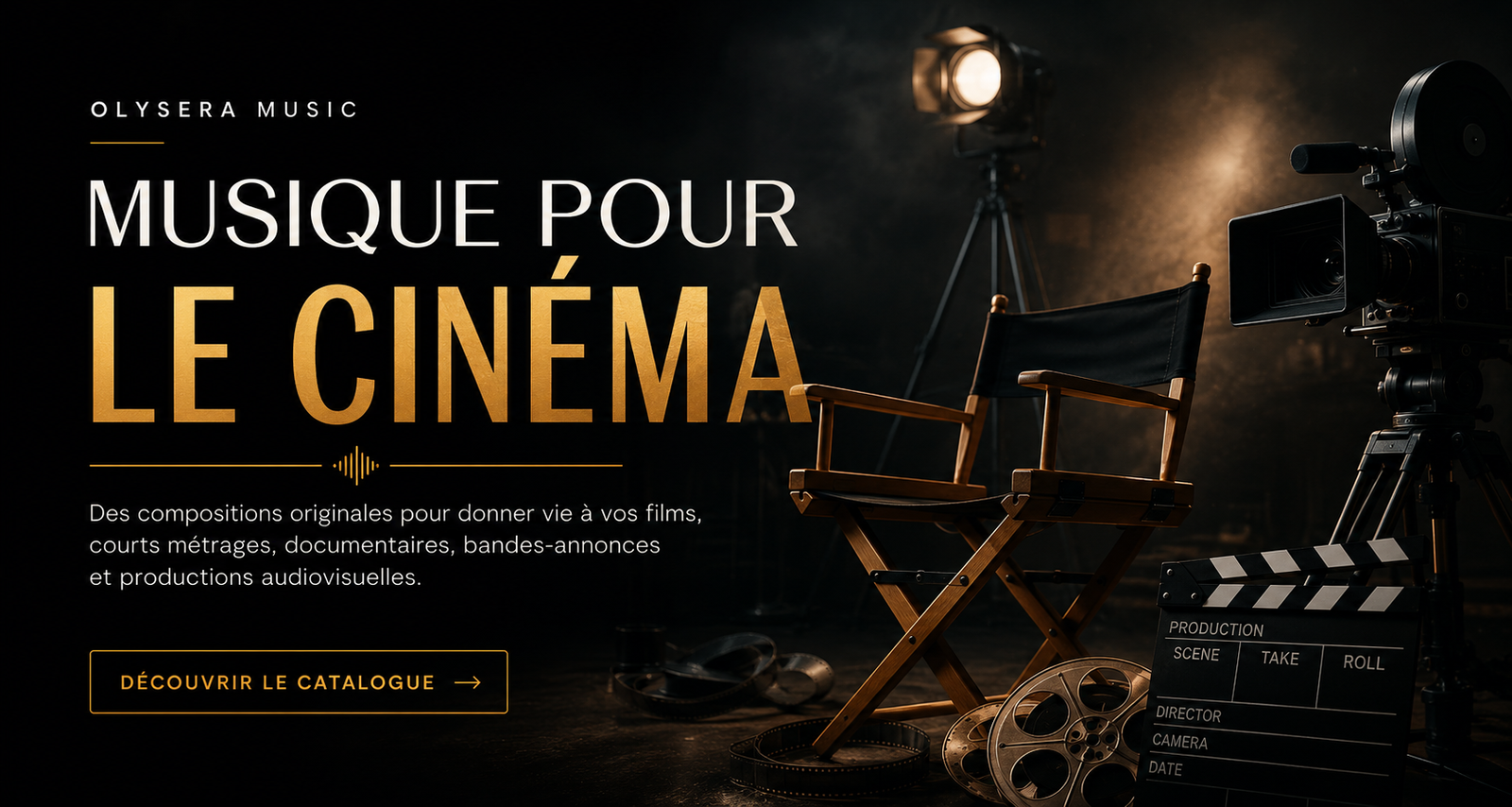 Musique pour le cinéma | Music Licensing | Olysera Music Bannière Music Licensing Olysera Music présentant des musiques originales pour le cinéma, les longs métrages, les courts métrages, les documentaires et les productions audiovisuelles.