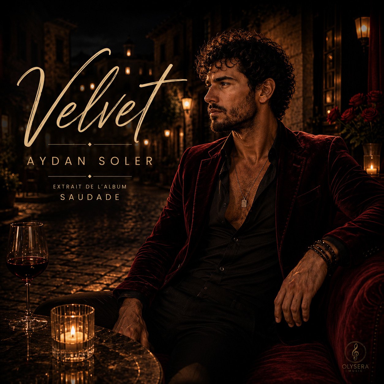 Pochette officielle de la chanson Velvet d'Aydan Soler issue de l'album Saudade et produite par Olysera Music.